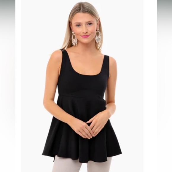Pomander Place Raina Black Peplum Tank Top Size Large | EUC - Picture 2 of 4